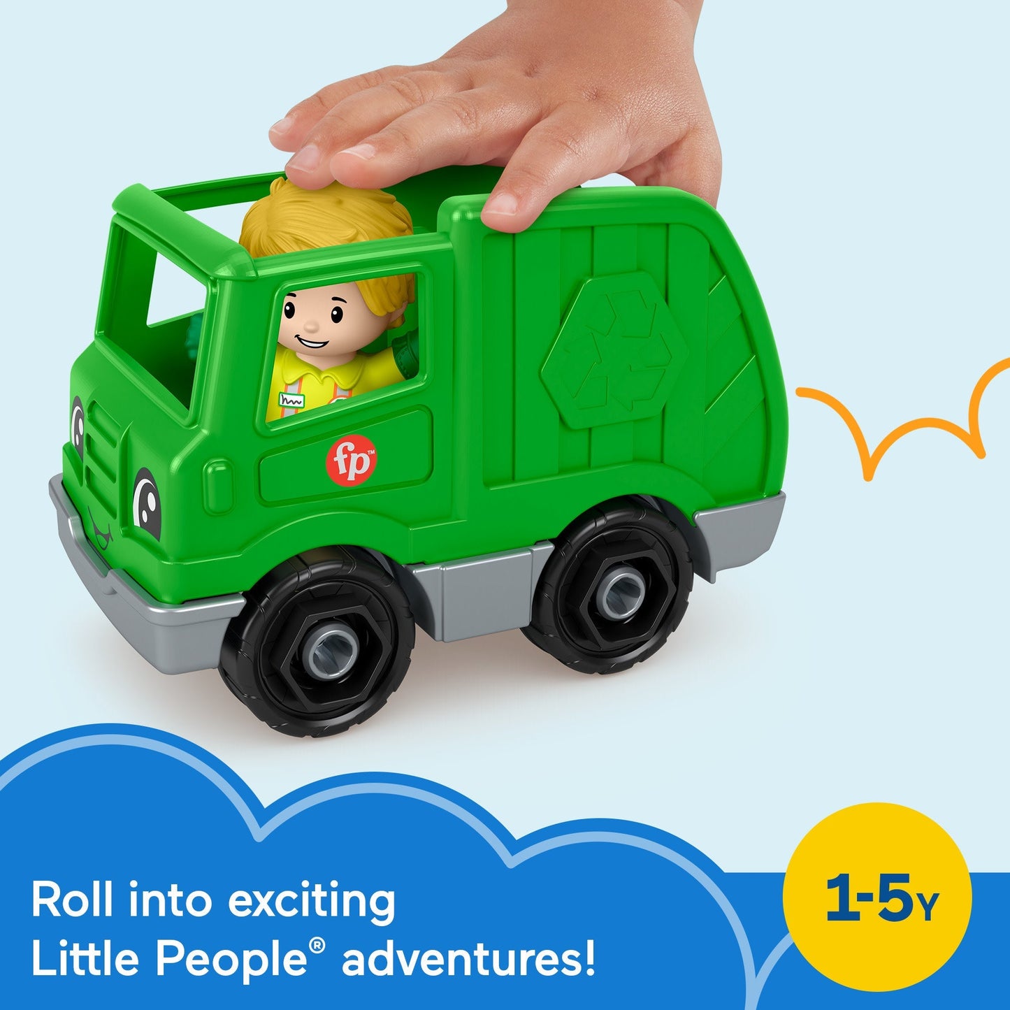 Fisher-Price Little People Recycle Truck & Character Figure Set For Toddlers, 2 Pieces