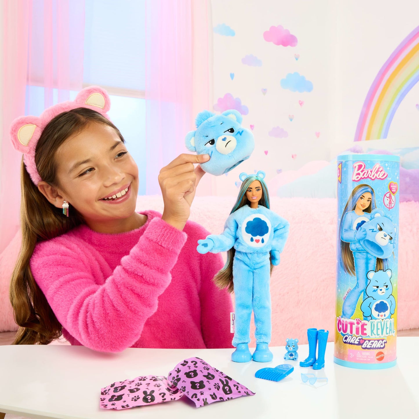 Barbie Cutie Reveal Care Bears Poupée et Acc. Costume Grognours