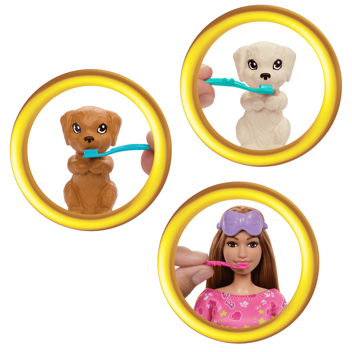 Barbie-Soirée Pyjama Chiots-Coffret Poupée, 2Chiots, 11Accessoires