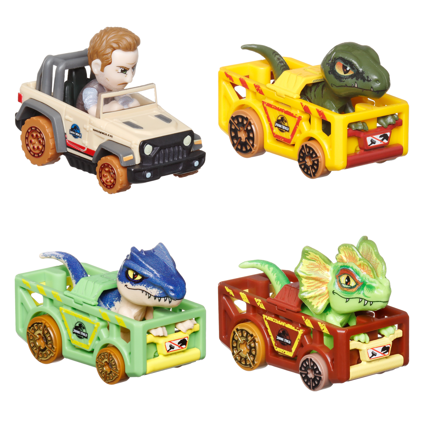 Hot Wheels RacerVerse Vehículo de Juguete Cuatro Autos de Carrera Jurassic World