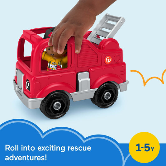 Fisher-Price Little People Toy Firetruck & Firefighter Figure Set For Toddlers, 2 Pieces