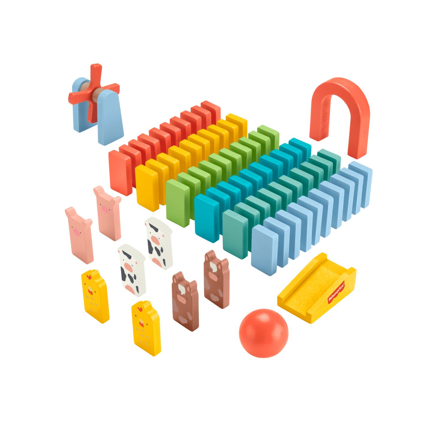 Fisher-Price  Coffret de Jeu Dominos en Bois, 72Éléments en Bois