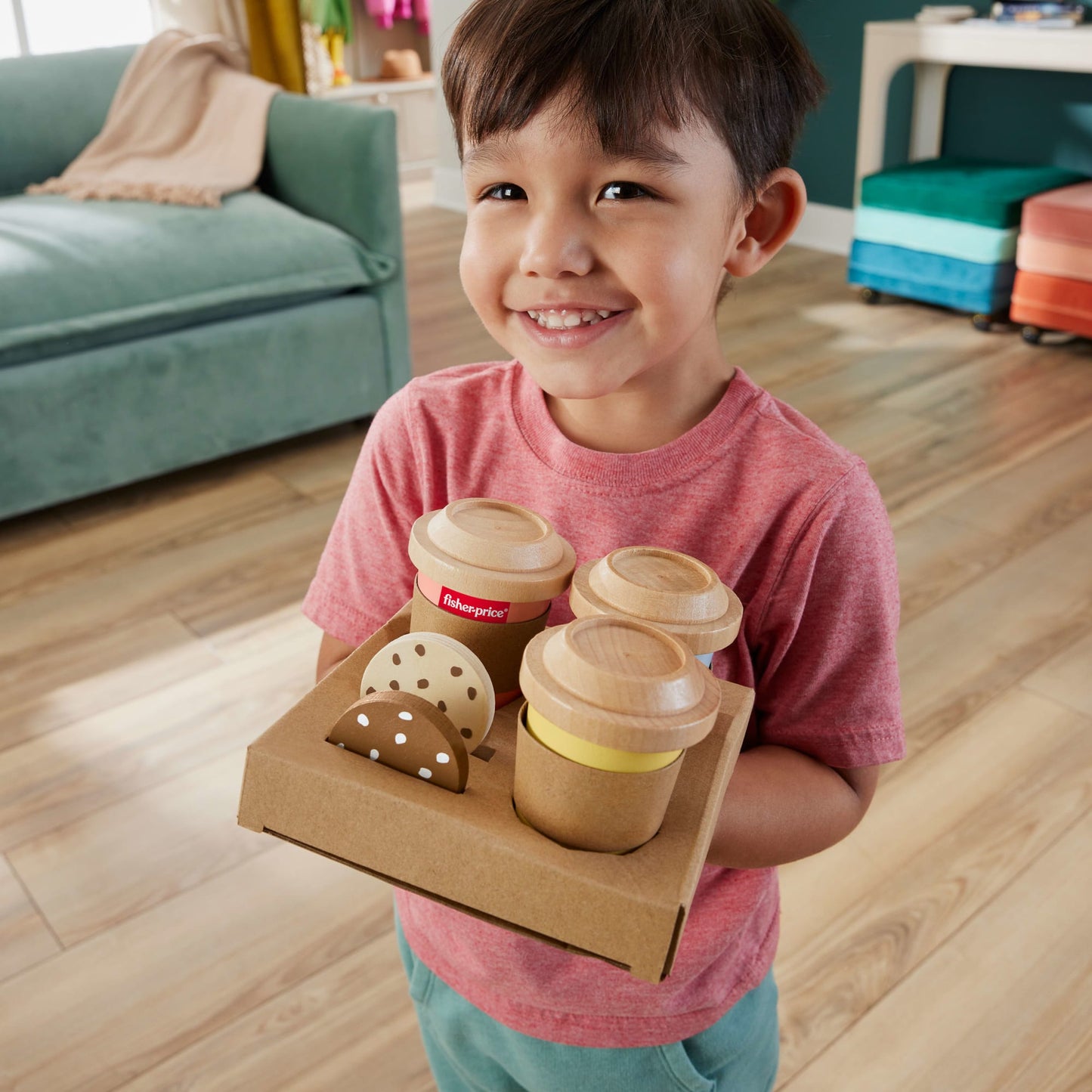 Fisher-Price Brinquedo para Bebês Conjunto Meu Primeiro Cappuccino de Madeira