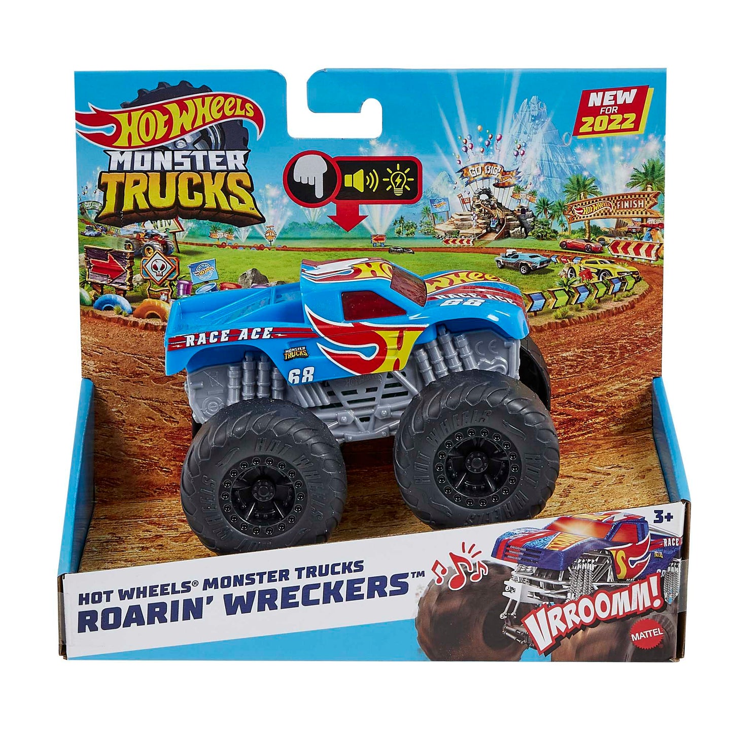 Hotwheels®-Monster Trucks-Véhicule Race Ace Sons et Lumières