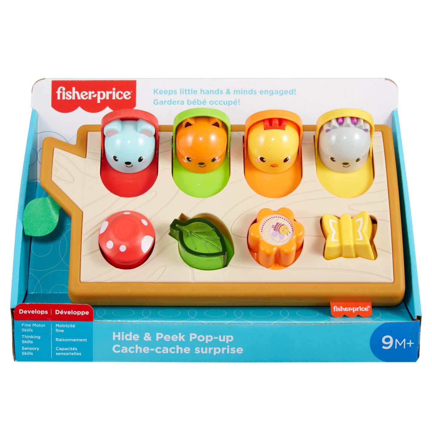 Fisher-Price Hide & Peek Pop-Up Animal-Themed Baby Sensory Activity Toy With Wood & Sounds