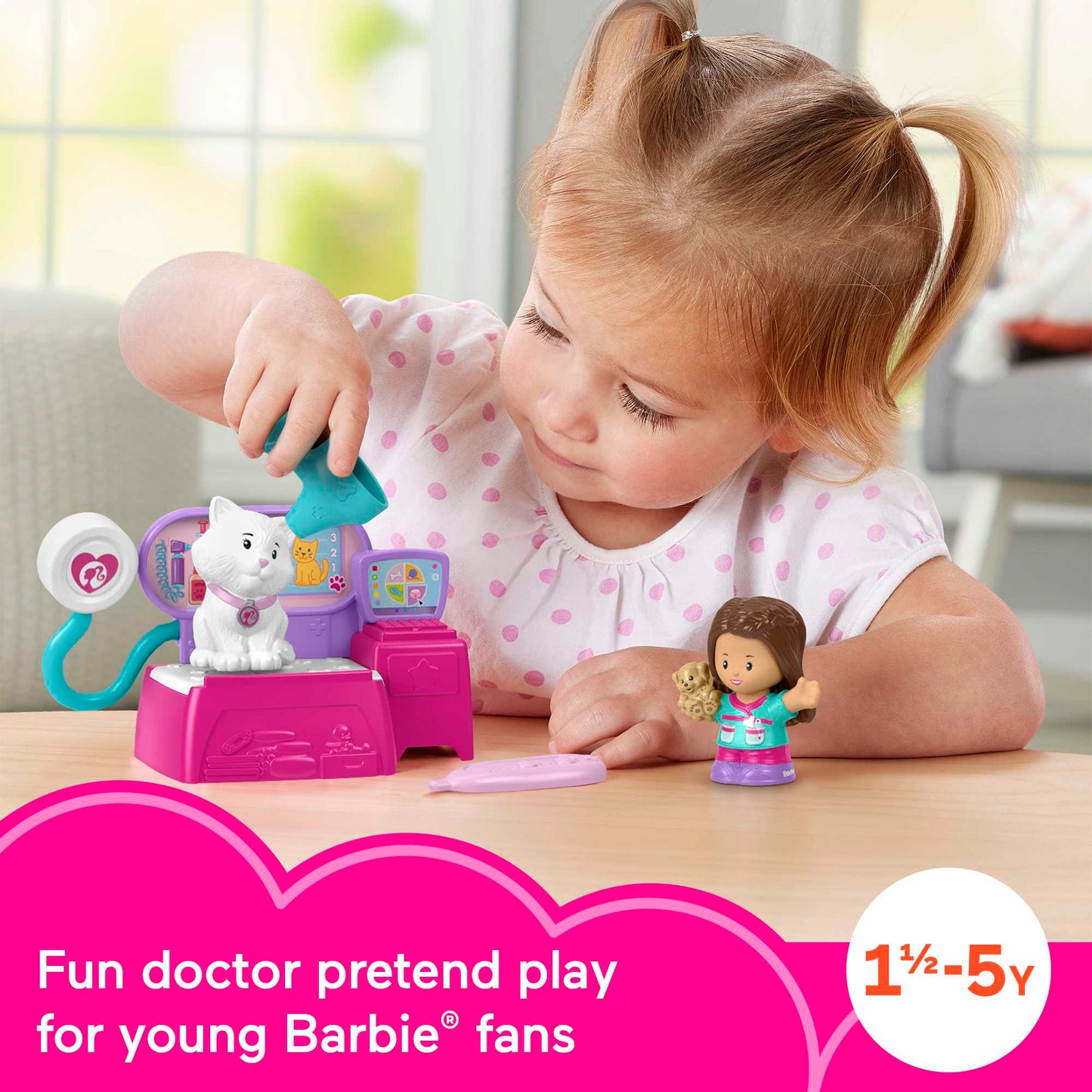 Fisher-Price Little People Barbie Veterinarian Playset For Toddlers And Preschool Kids, 5 Pieces