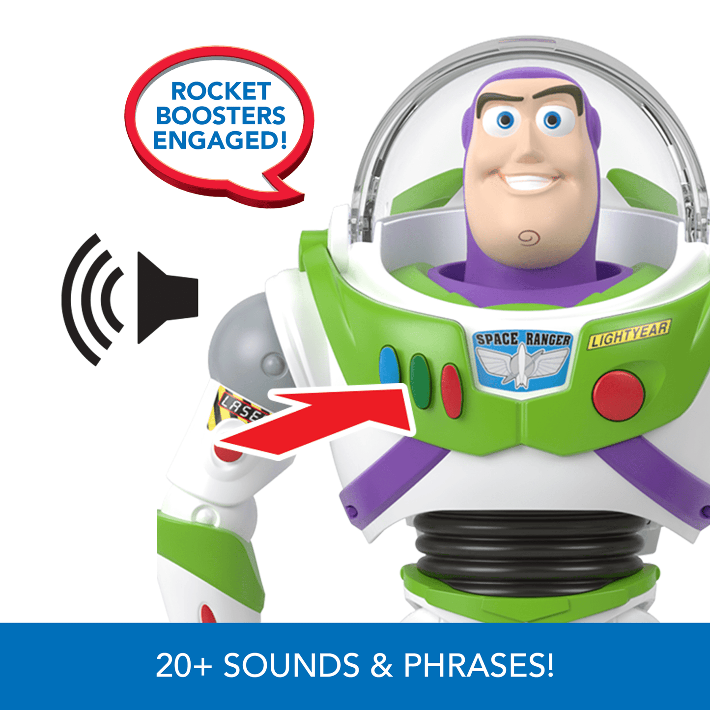 Disney And Pixar Toy Story Buzz Lightyear 10-Inch Action Figure Toy With Rocket & Sounds