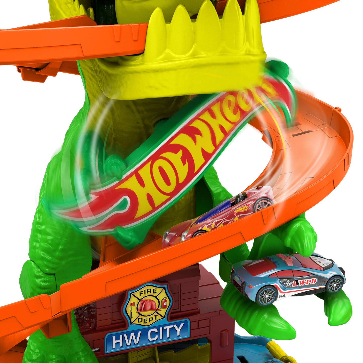 Hot Wheels City Pista de Brinquedo T-Rex x Quartel de Bombeiros