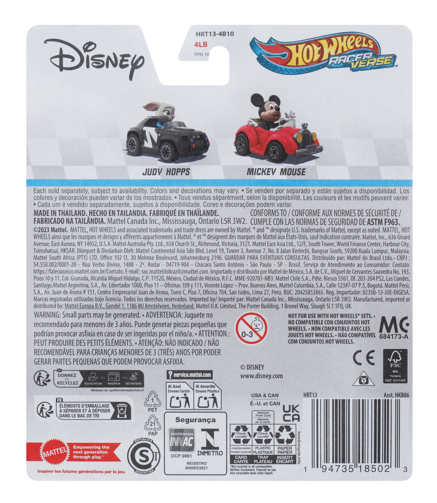 Hot Wheels RacerVerse Vehículo de Juguete Judy Hopps