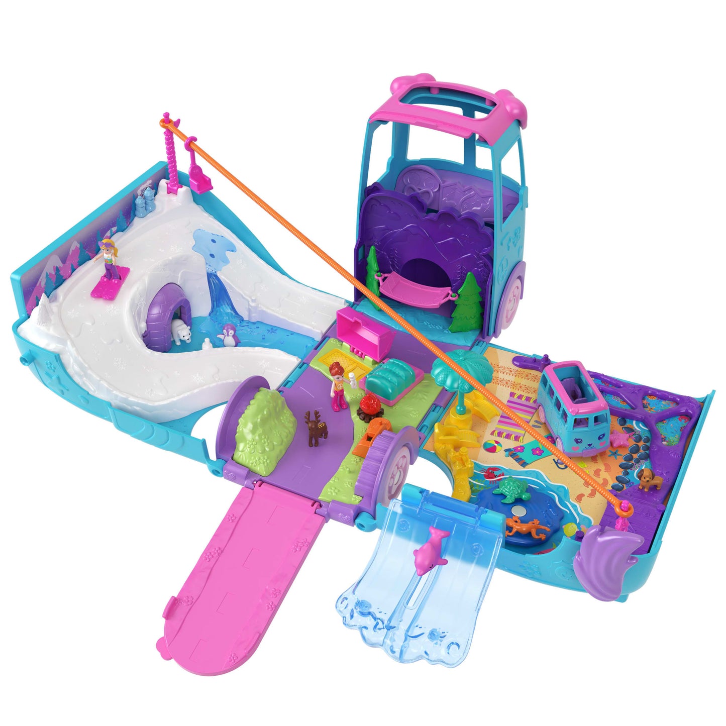 Polly Pocket  Coffret de Jeu  Aventure Animale Mobile, Camionnettes