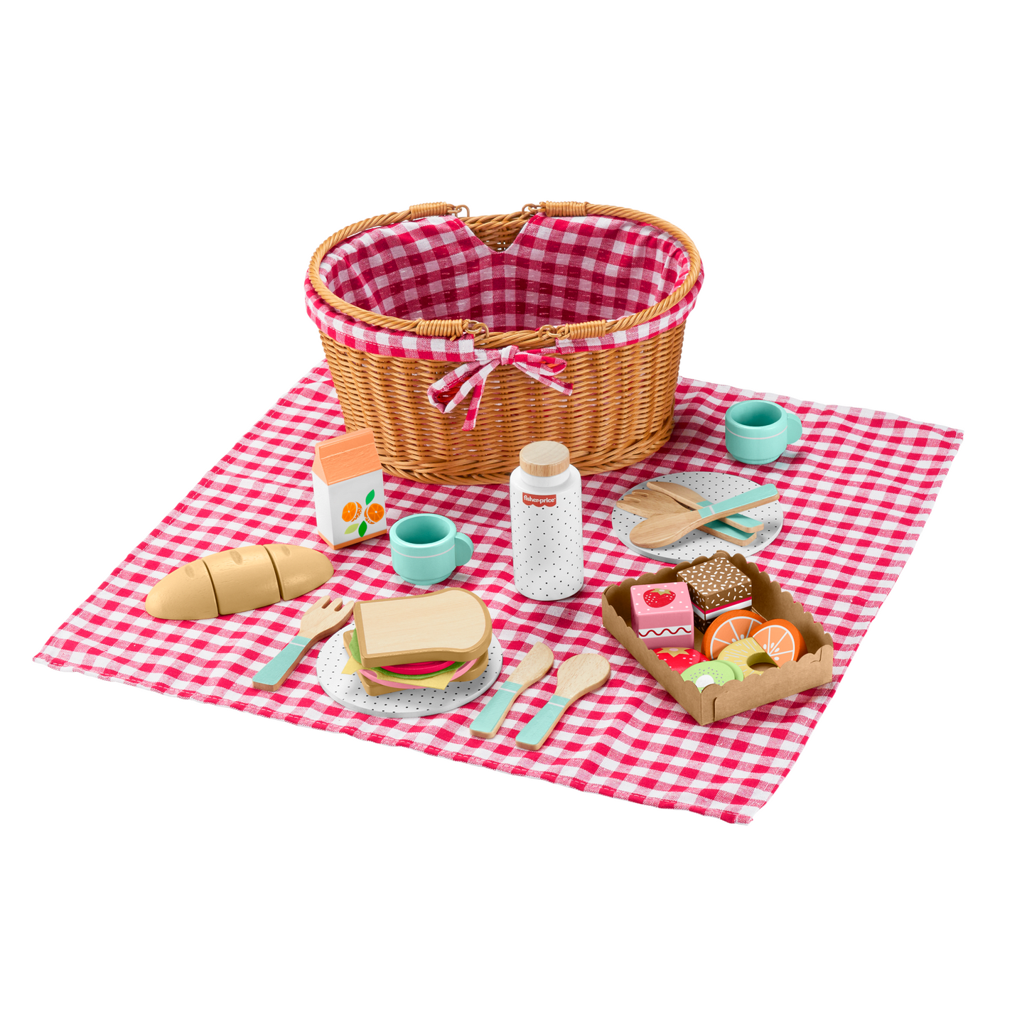 Fisher-Price  Coffret Panier de Pique-Nique en Bois, 31Éléments
