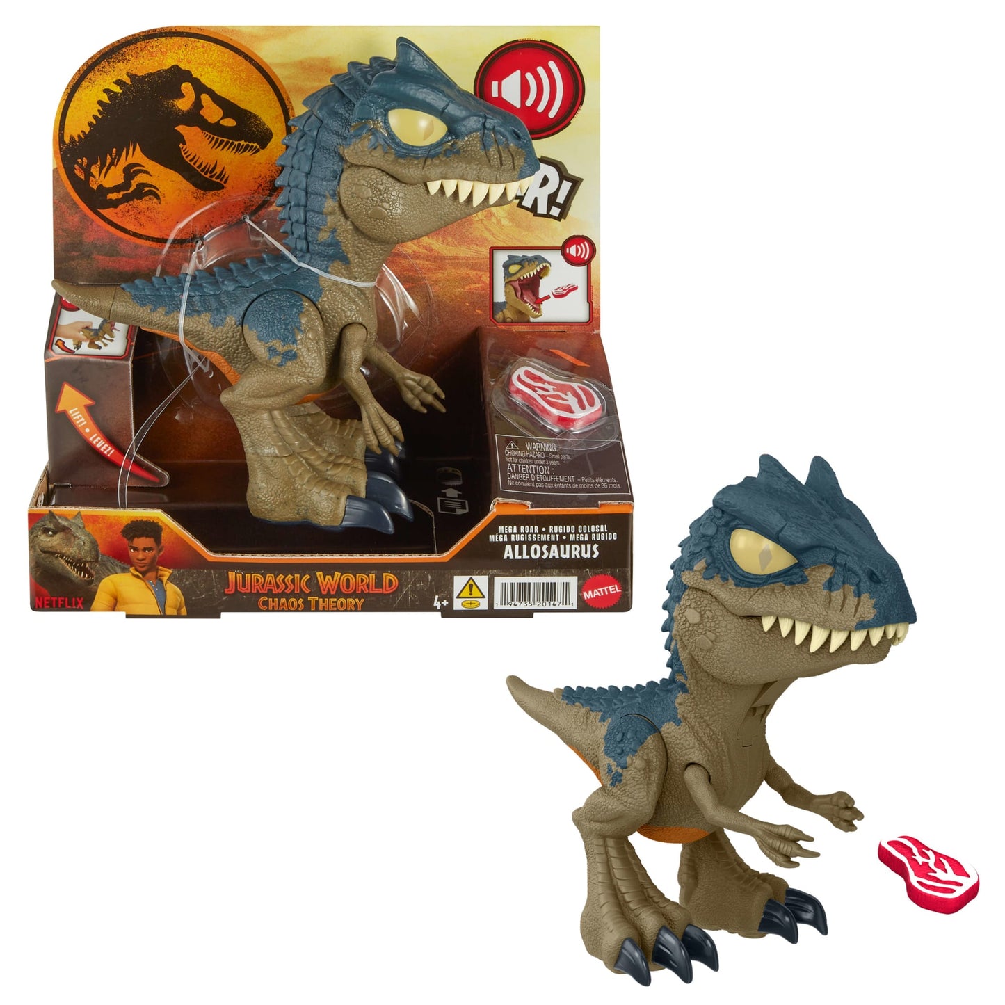 Jurassic World: Chaos Theory MEGA Roar Allosaurus Dinosaur Toy With Sound & Stretchable Jaw