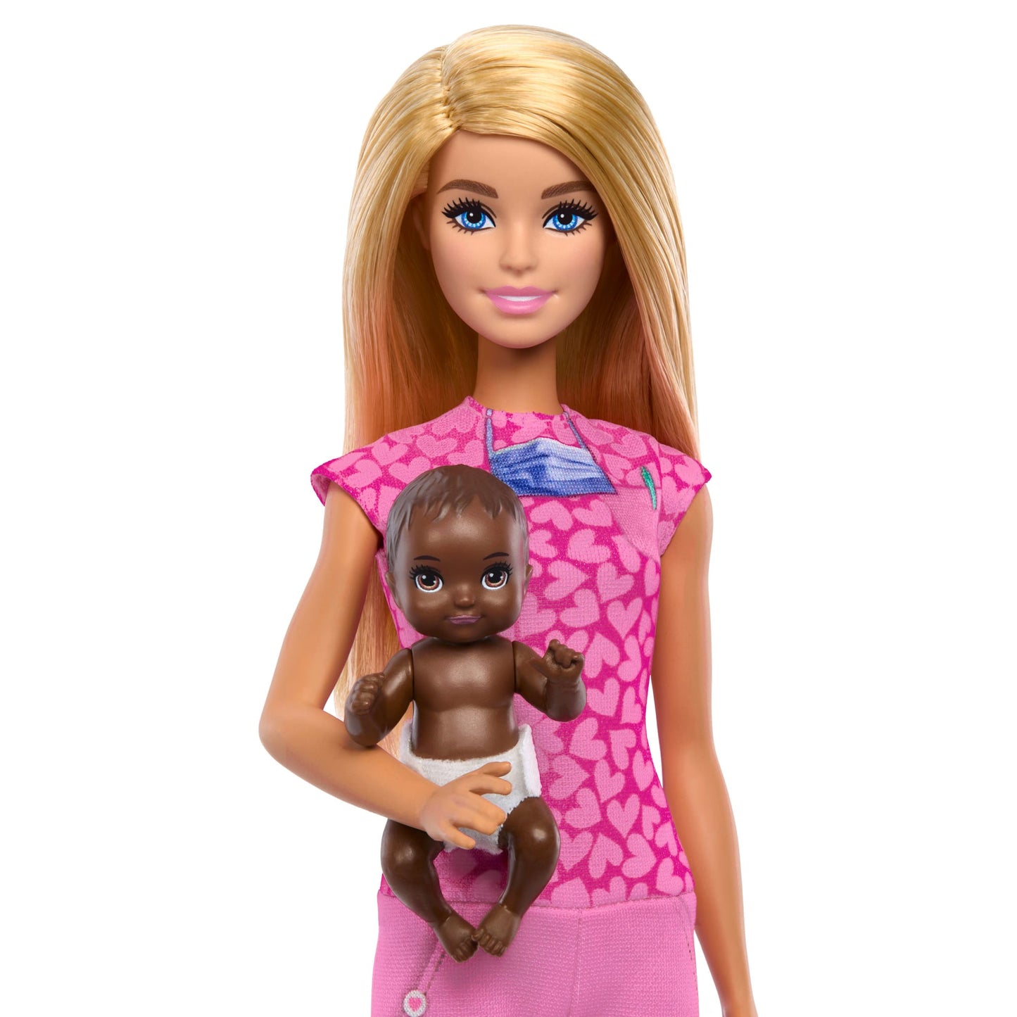 Poupée Barbie Pédiatre Avec Poupée Mode Blonde, 1Poupée Bébé, Meubles et Accessoires