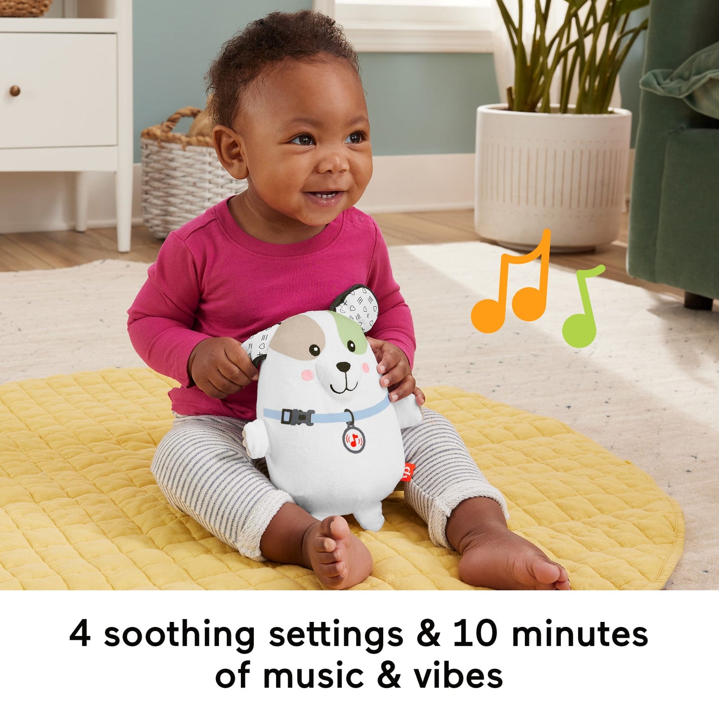 Fisher-Price Calming Vibes Puppy Soother Portable Sound Machine Plush Toy For Newborns